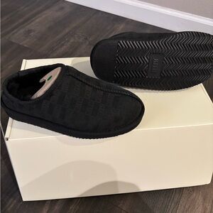 Kith Monogram Shearling Slip-On Slippers in Black
